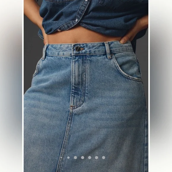 NWT Anthropologie Petite Pilcro The Madi Slit Front Denim Skirt Sz 6P - Picture 5 of 15